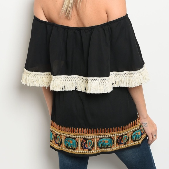 Black Elephant Print top - Picture 3 of 3